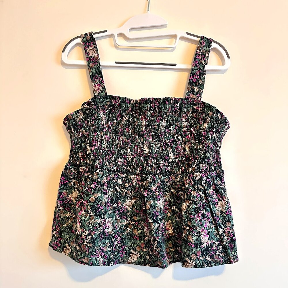 Floral Print Smocked Peplum Top | Sleeveless Top